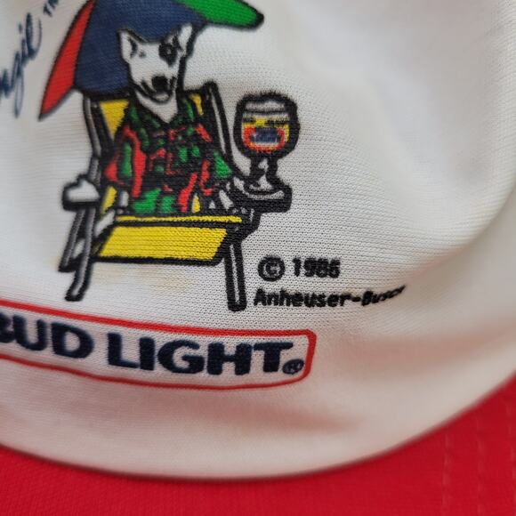 Vintage 1985 Spuds MacKenzie Bud Light Trucker Hat Snapback Made in USA 80s - Picture 7 of 10